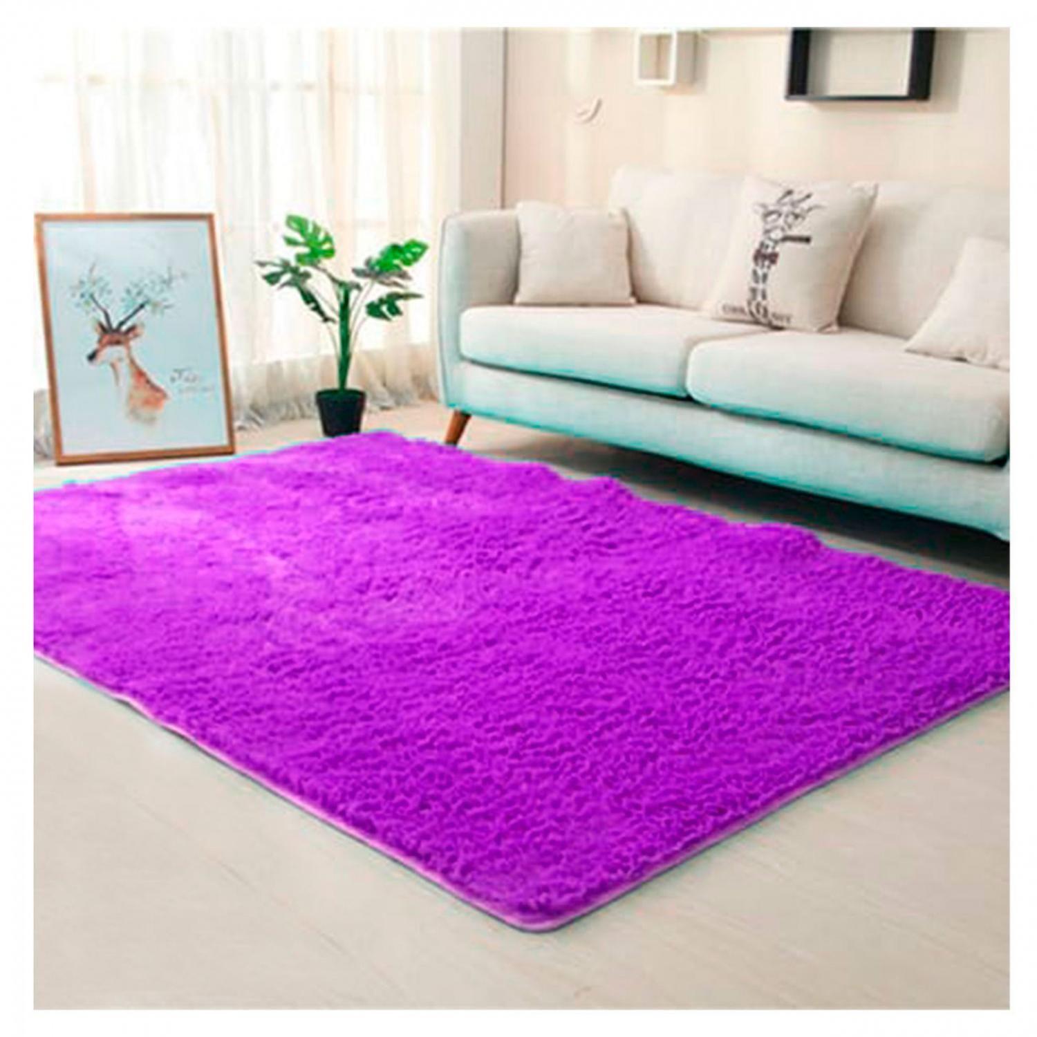 Alfombra Peluda Suave Decorativa Hogar Oficina 180x200 Morado-0