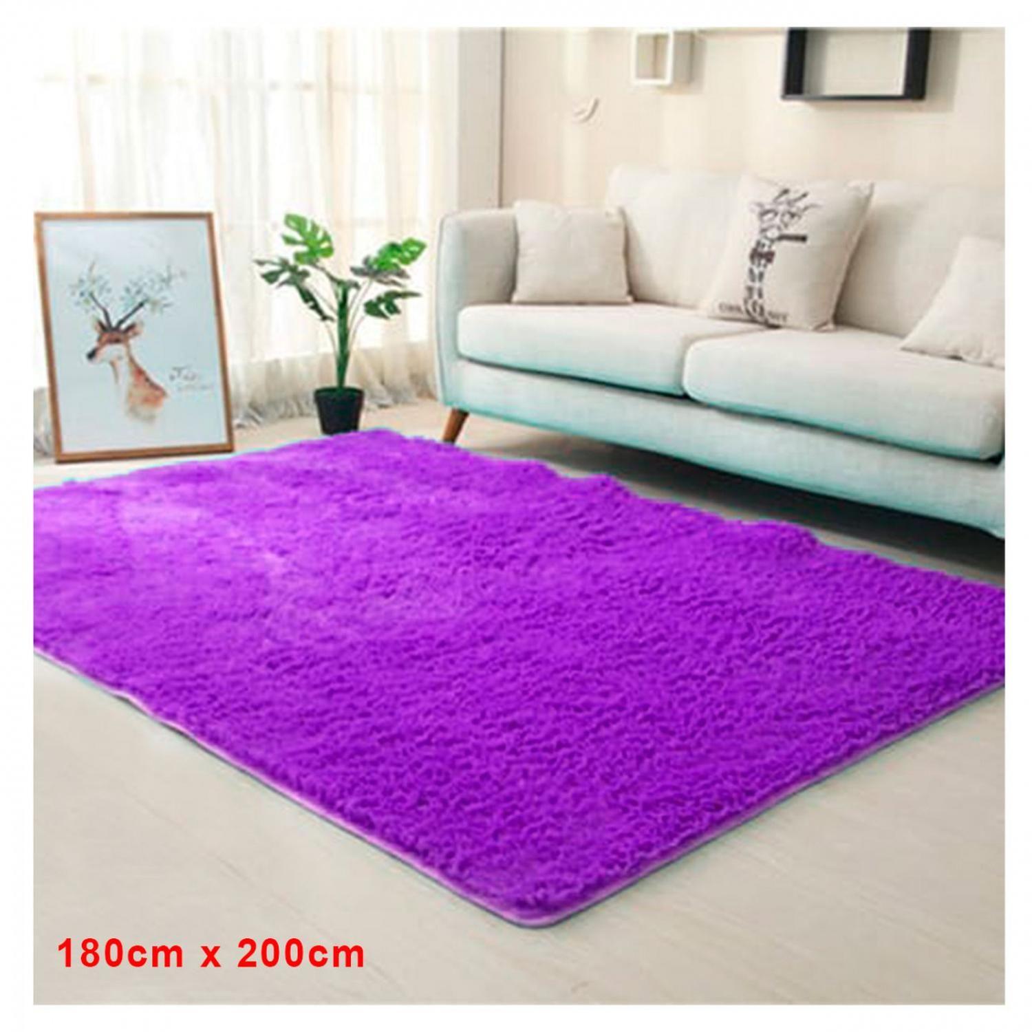 Alfombra Peluda Suave Decorativa Hogar Oficina 180x200 Morado-1