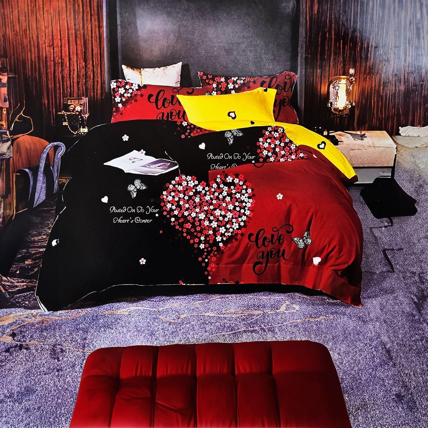 JUEGO DE SABANAS 2.5 PLAZAS KING CORAZON ROJO 620-2