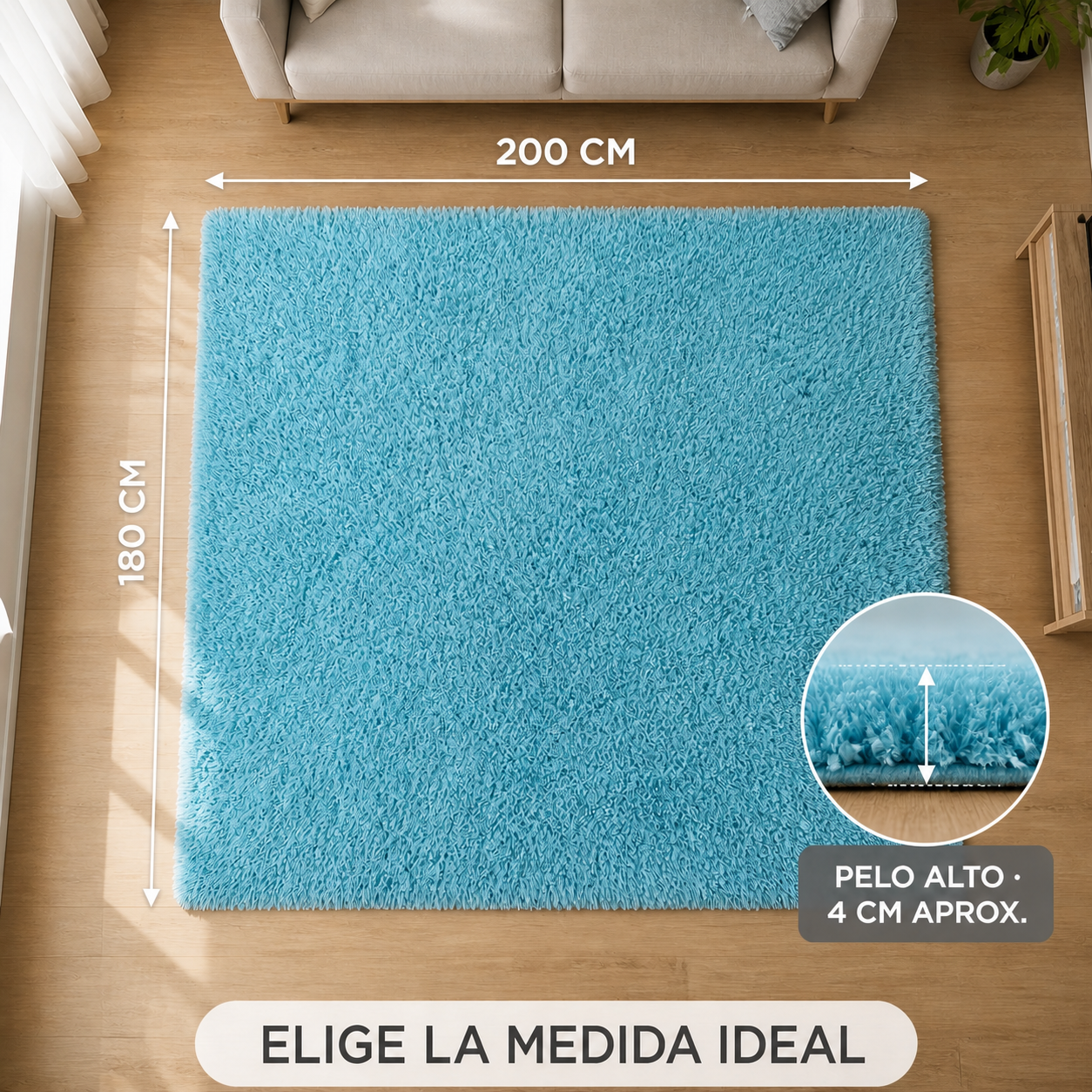 Alfombra Interior Shaggy Antideslizante 180x200 cm Calipso Armonia 026-6