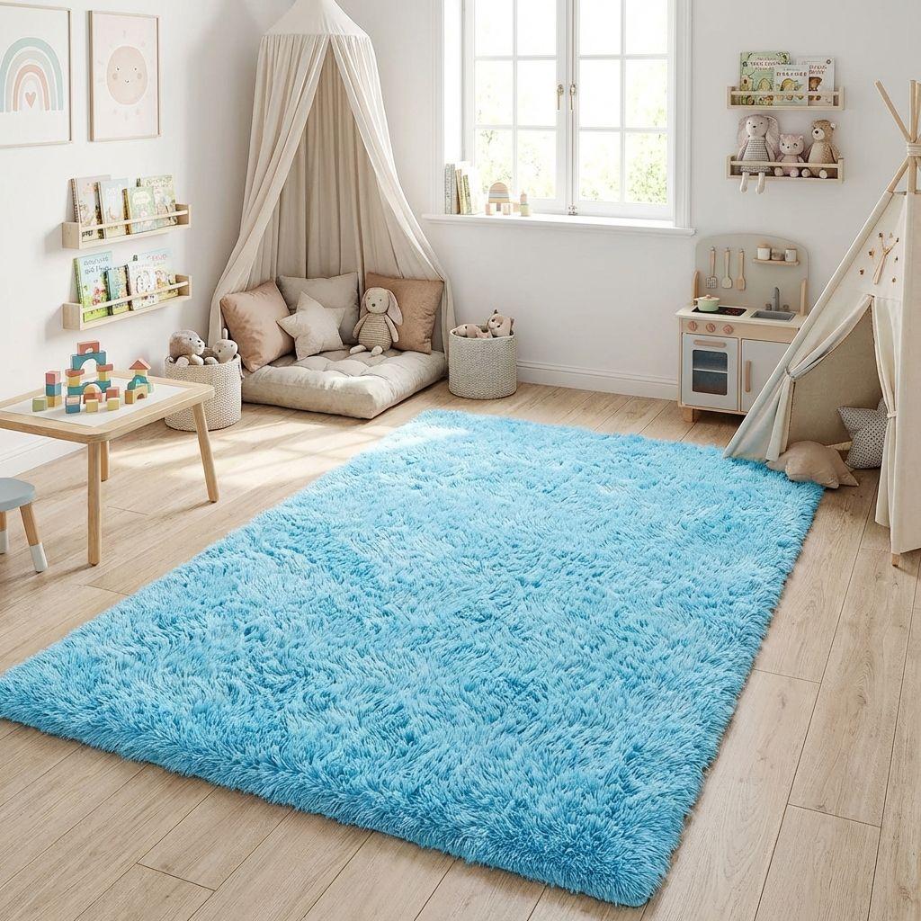 Alfombra Living Armonia 150x200 cm Pelo Medio Color Celeste Calipso 026-0