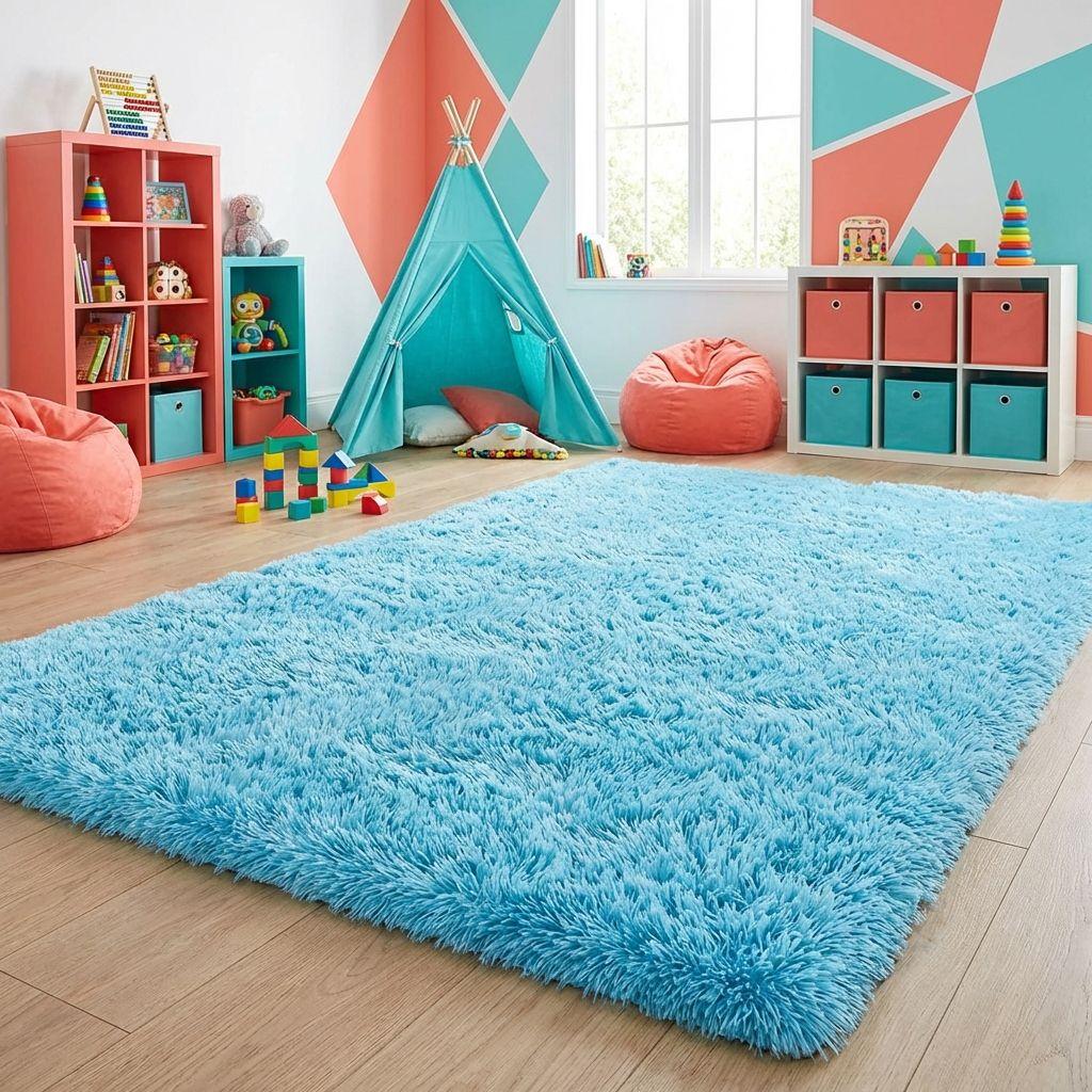 Alfombra Living Armonia 150x200 cm Pelo Medio Color Celeste Calipso 026-1