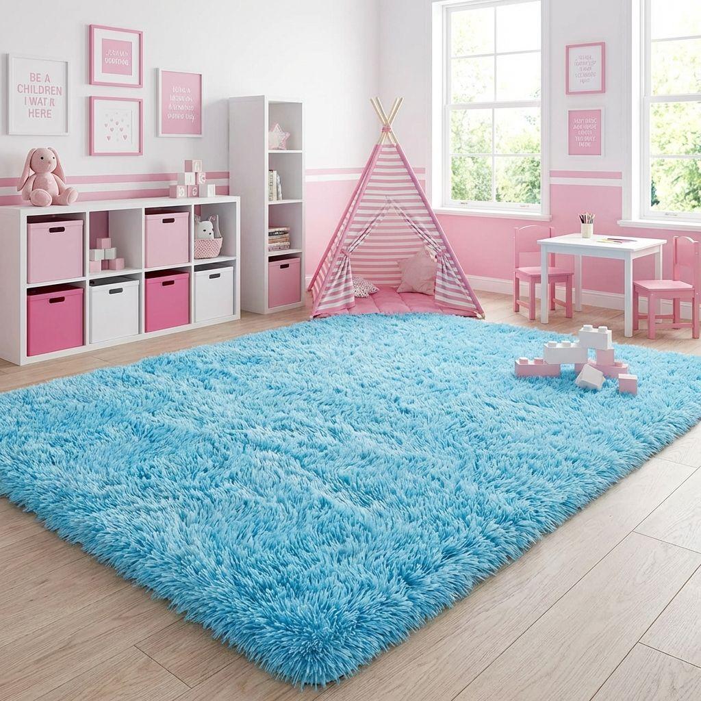 Alfombra Living Armonia 150x200 cm Pelo Medio Color Celeste Calipso 026-4
