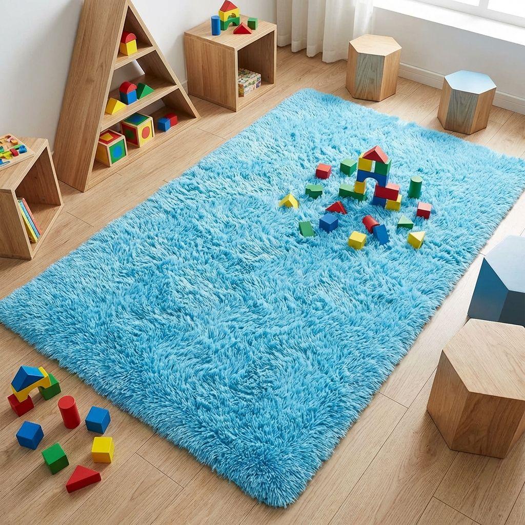 Alfombra Living Armonia 150x200 cm Pelo Medio Color Celeste Calipso 026-5