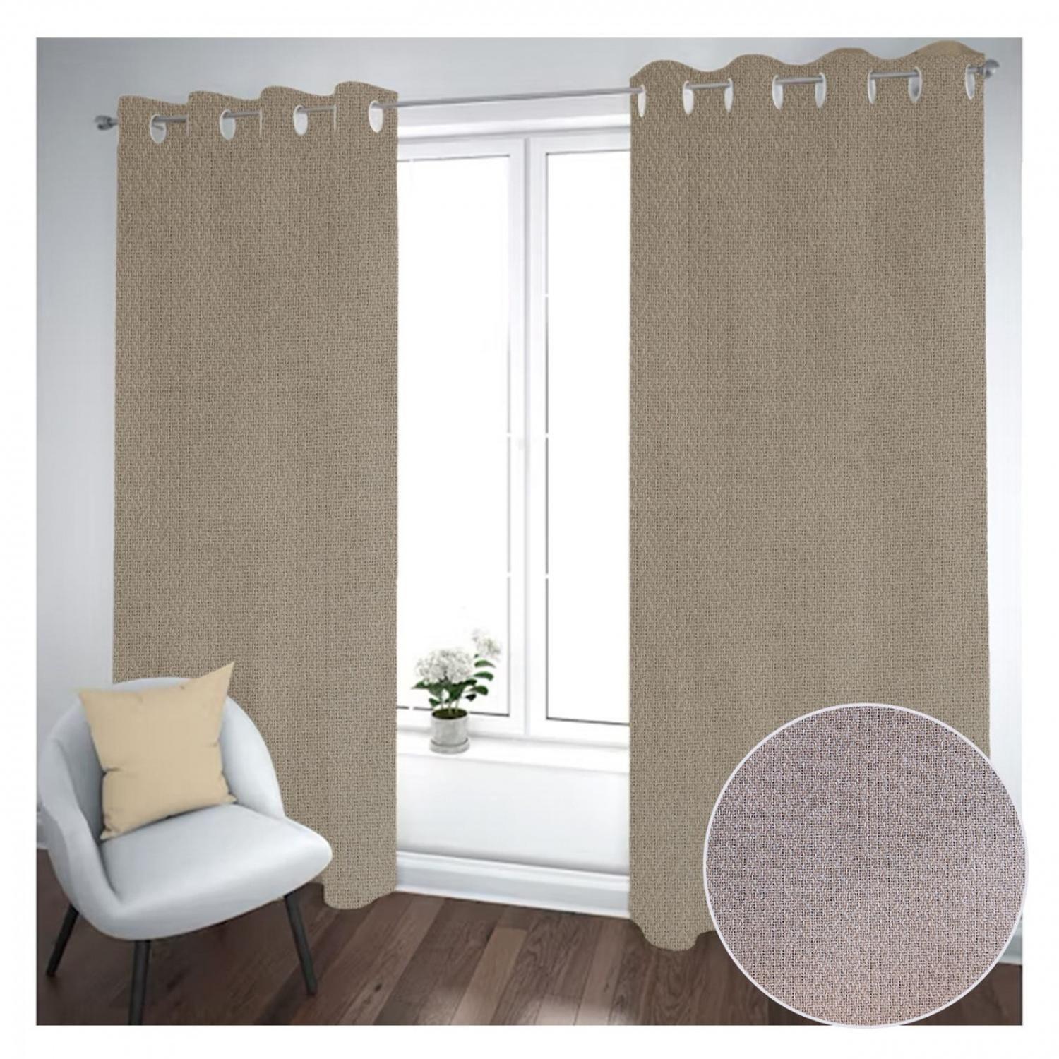 Cortina Black Out 2 Paños Decorativa Café Diseño N°23 (140X230)-0