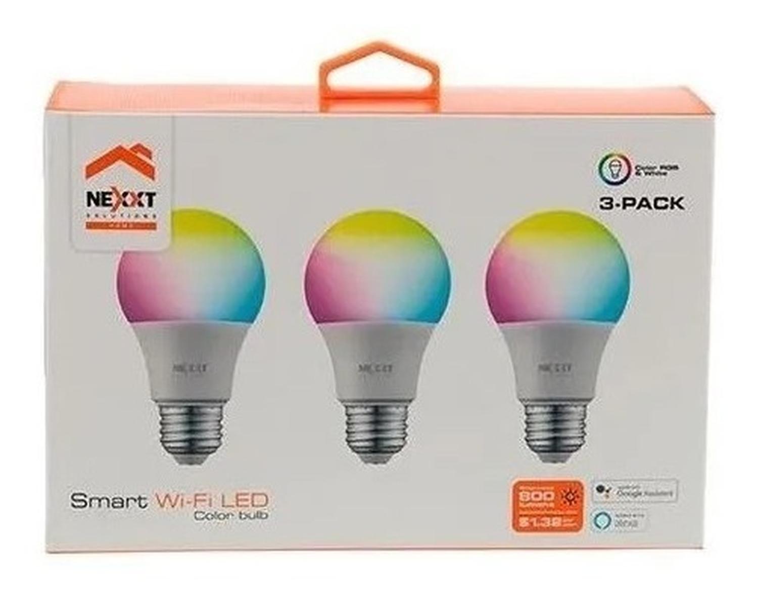 Ampolleta Nexxt Led Inteligente Wifi Multicolor Pack 3 Und-1