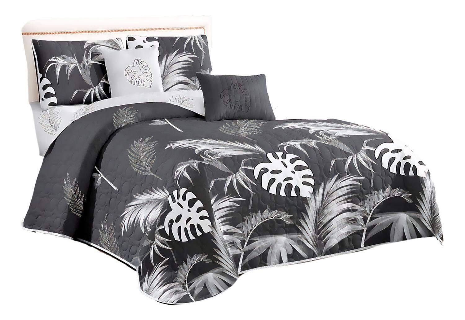 Cubre Cama King Quilt 2.5 Plaza Estampado Flor Tropical 660-0