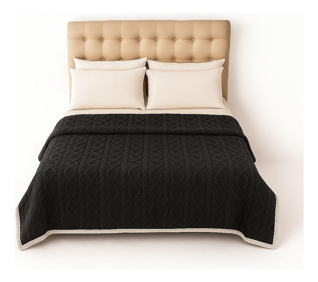 Cobertor polar Sherpa negro geométrico 160x220 extra suave living CL-3