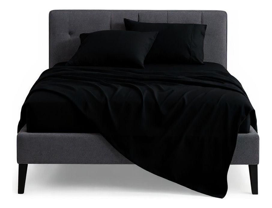 Sábana 1.5 Plazas | 800 Hilos Algodón Lisas Deluxe Negro-0