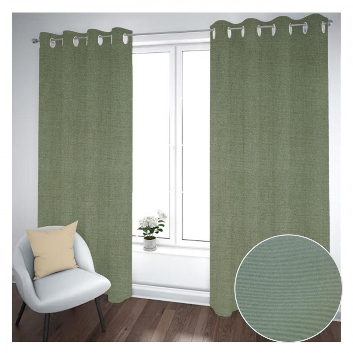 Cortina Black Out 2 Paños Decorativa verde liso N°37 (140X230)-0