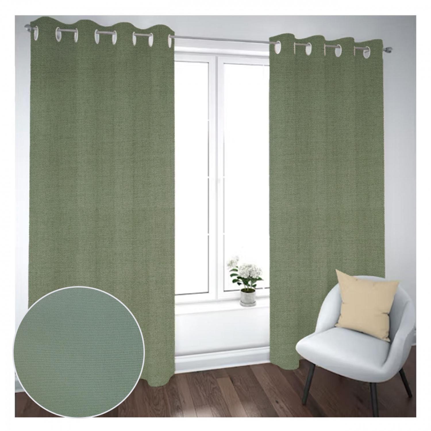 Cortina Black Out 2 Paños Decorativa verde liso N°37 (140X230)-1