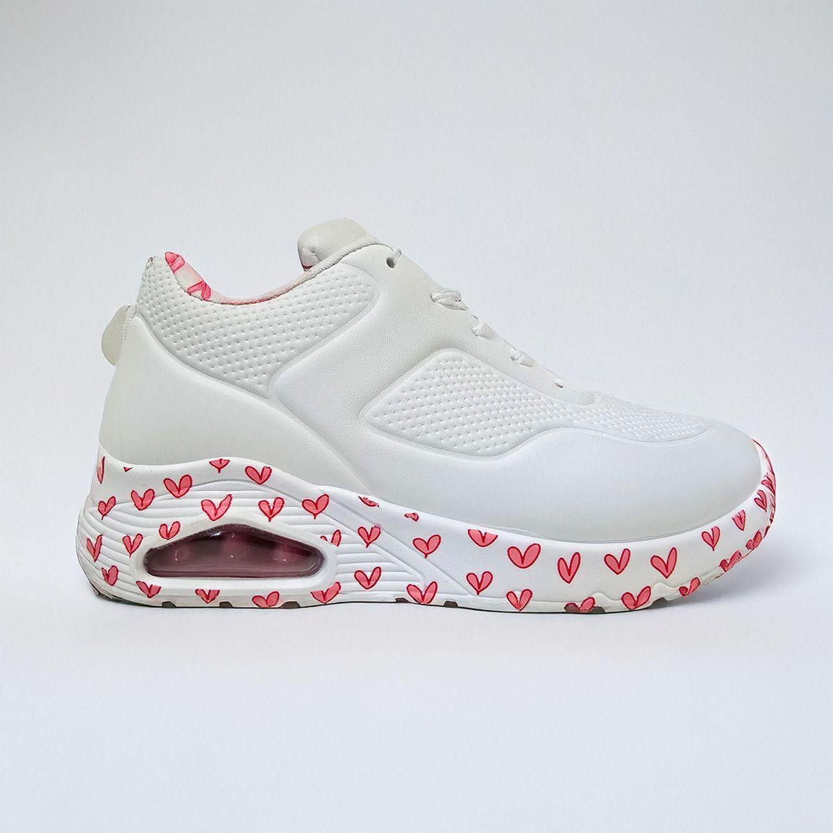 Zapatillas Moda Mujer | Blancas con Corazones Modernas - 7697-1