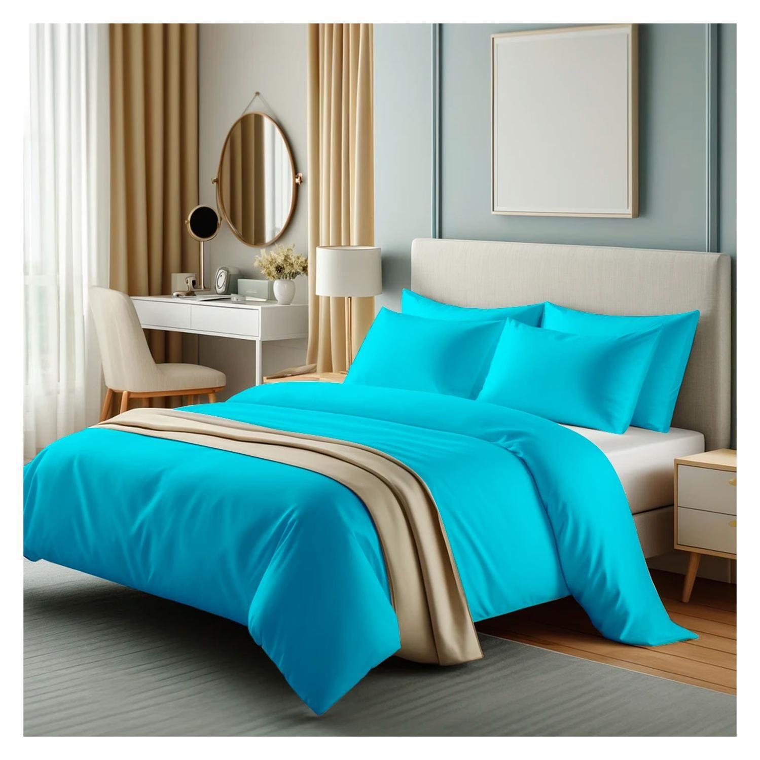 Sábanas 3000 Hilos 2.5 plazas Diseño Americano Turquesa-2