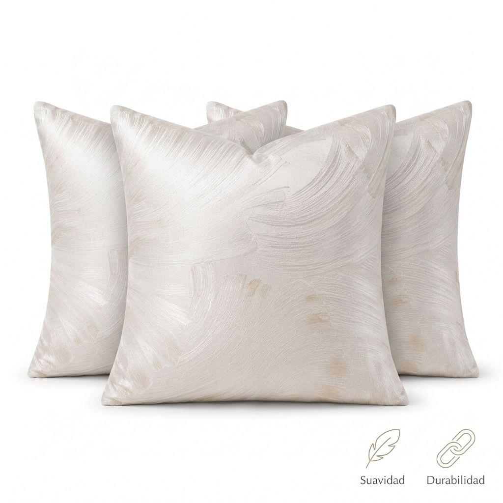 Pack 3 Fundas Cojín Satinada Blanco Textura Ondulada 45 cm 691-0