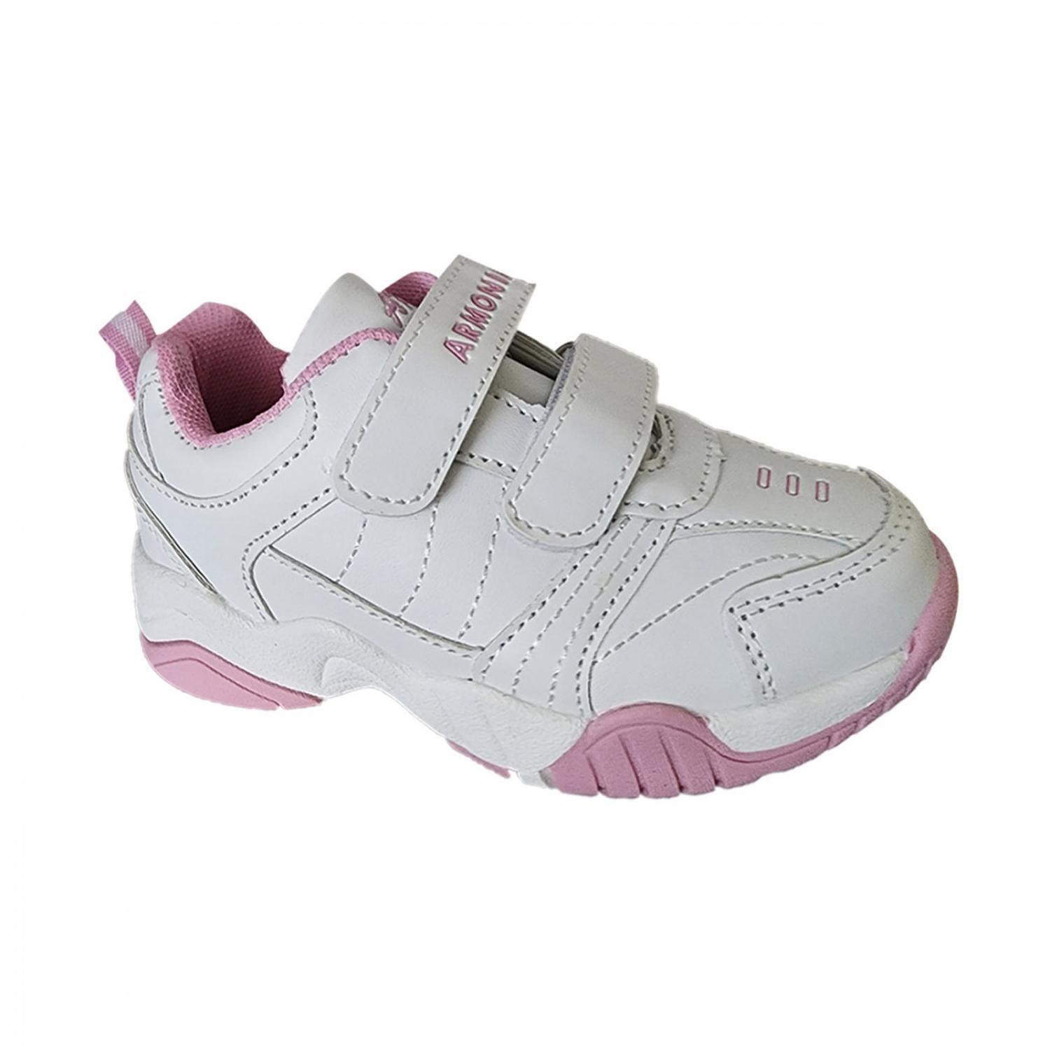 Zapatillas Blancas Rosa Escolares Deportivas - 7062-1