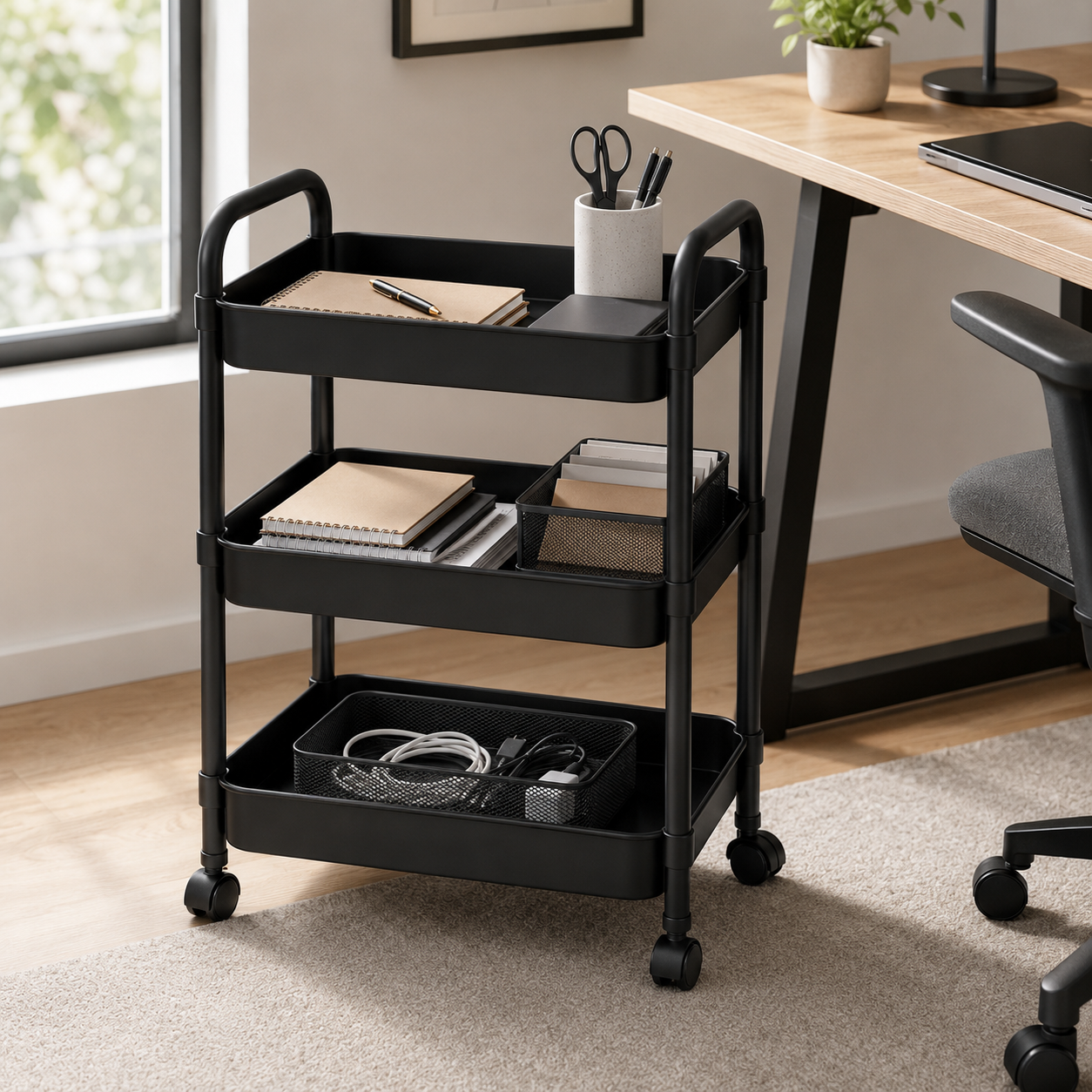 Organizador Con Rueda 3 Niveles Logia Negro Plastico-2