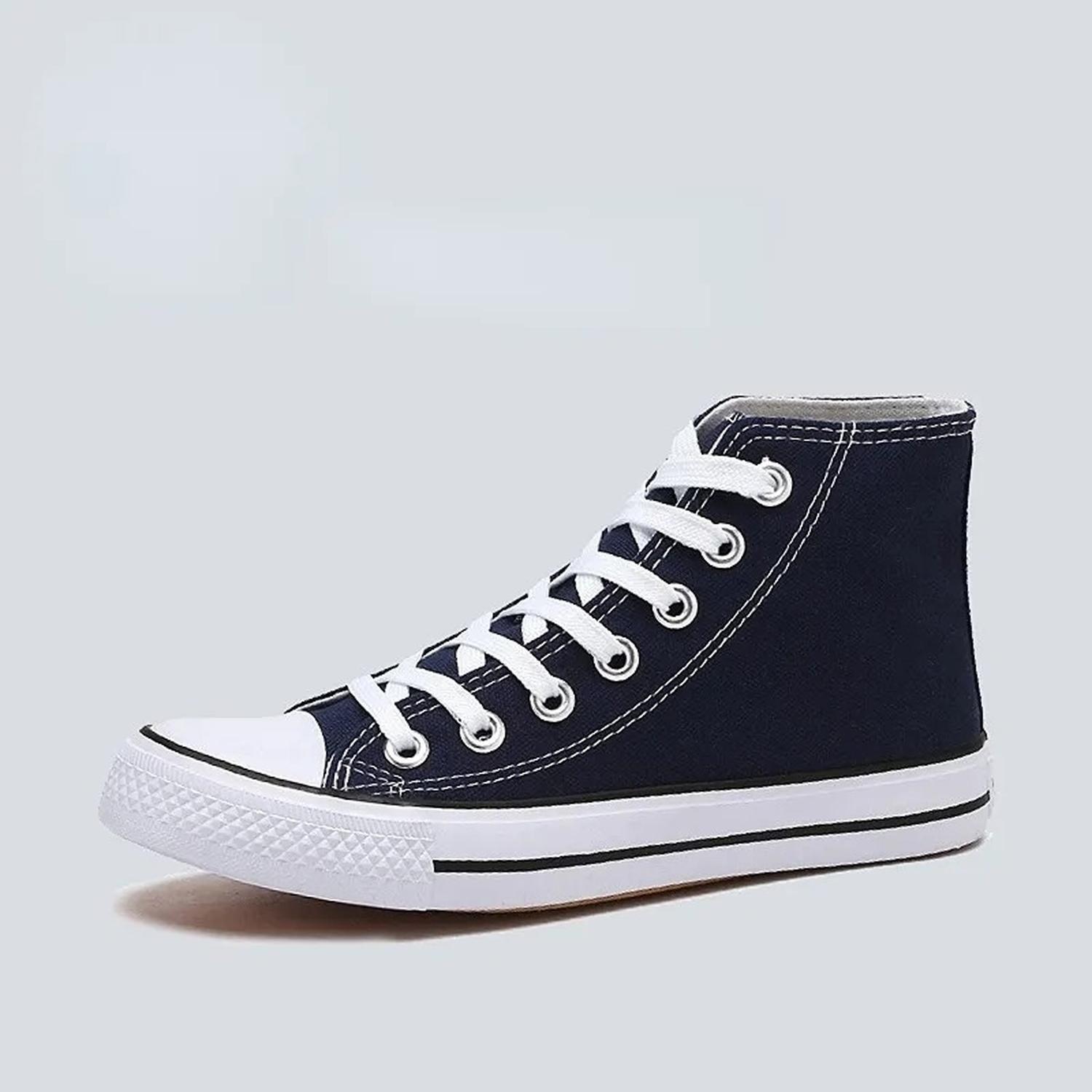 Zapatilla De Lona Con Caña Mujer Moda Urbanas-casual N/b 7257-0
