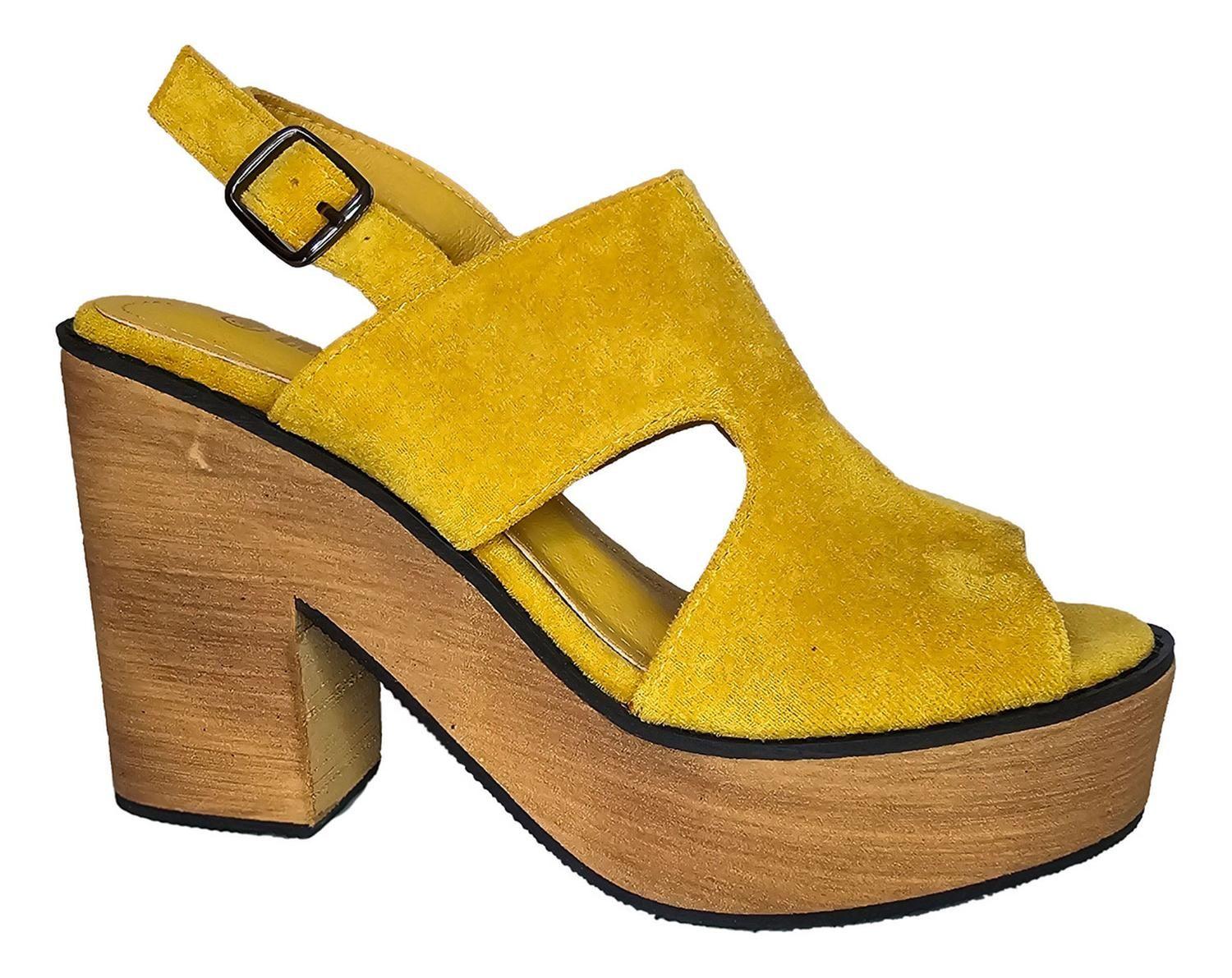Sandalia Casual Dama Plataforma Amarilla Calidad 7608-0