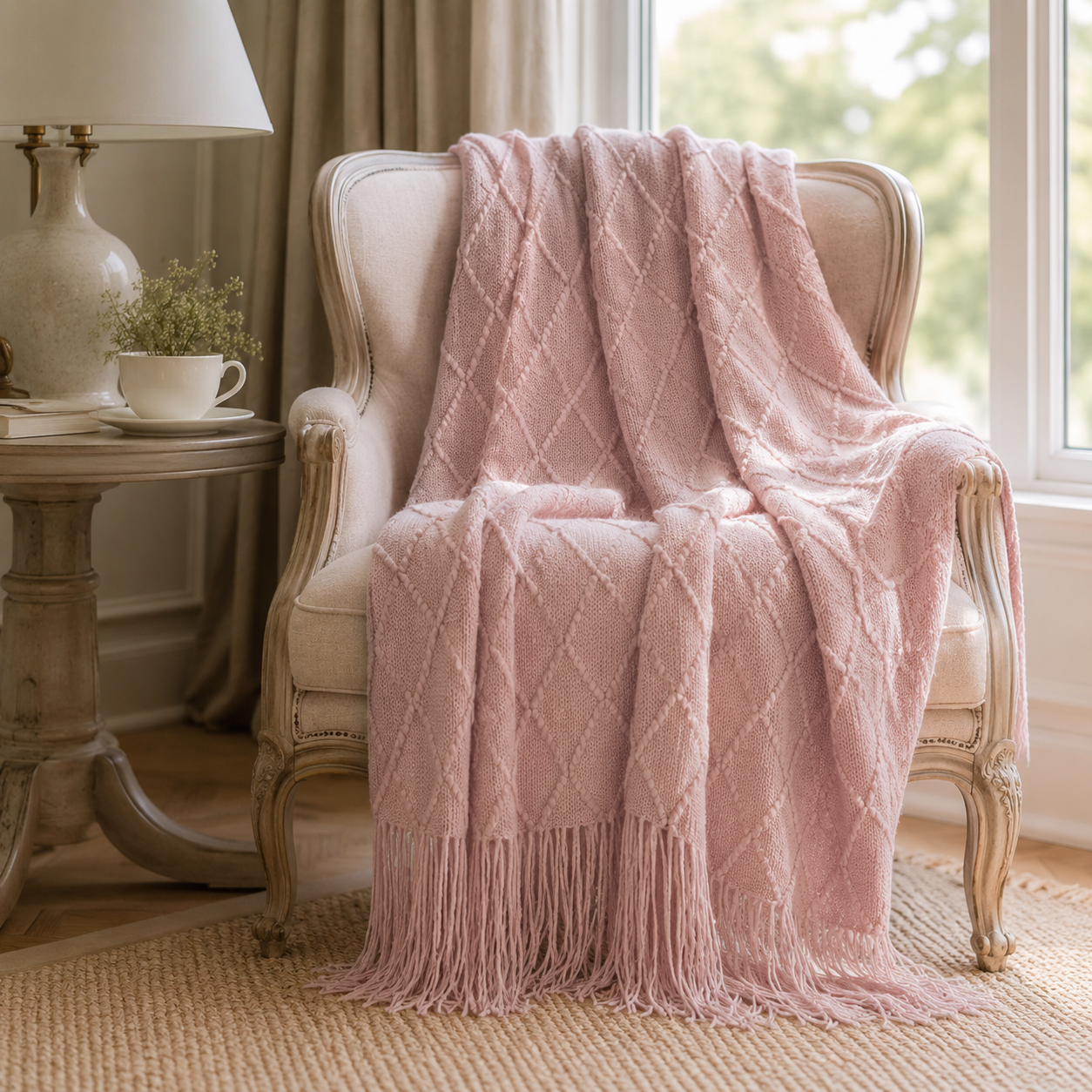 Manta Rosa Liviana Decorativa Para Cama Y Sillón 012 para Hogar-4