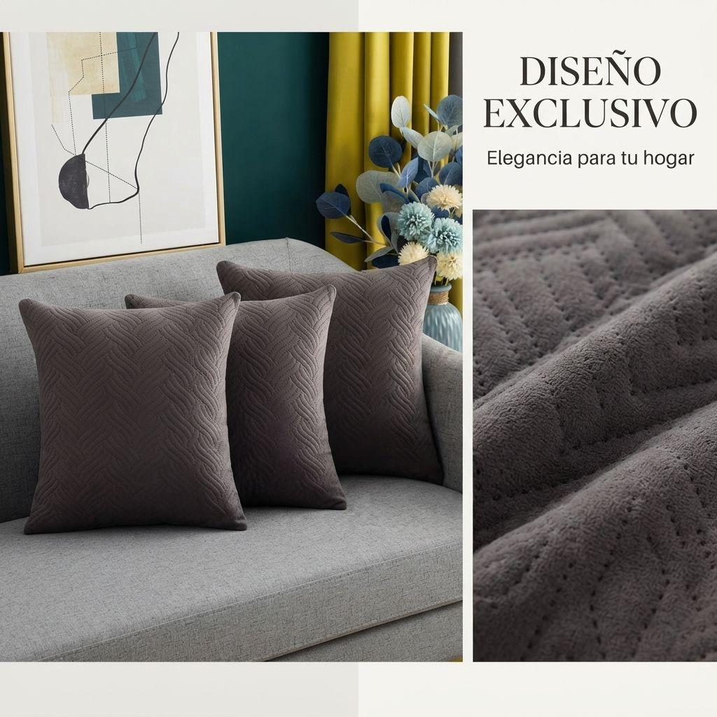Funda Decorativa Plush Gris Texturizada Pack de 3 046 Calidad Premium-5