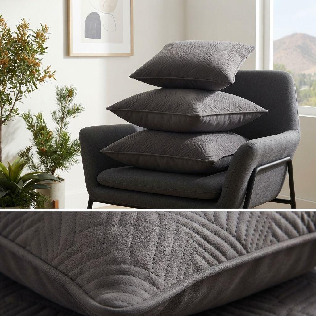 Funda Decorativa Plush Gris Texturizada Pack de 3 046 Calidad Premium-6