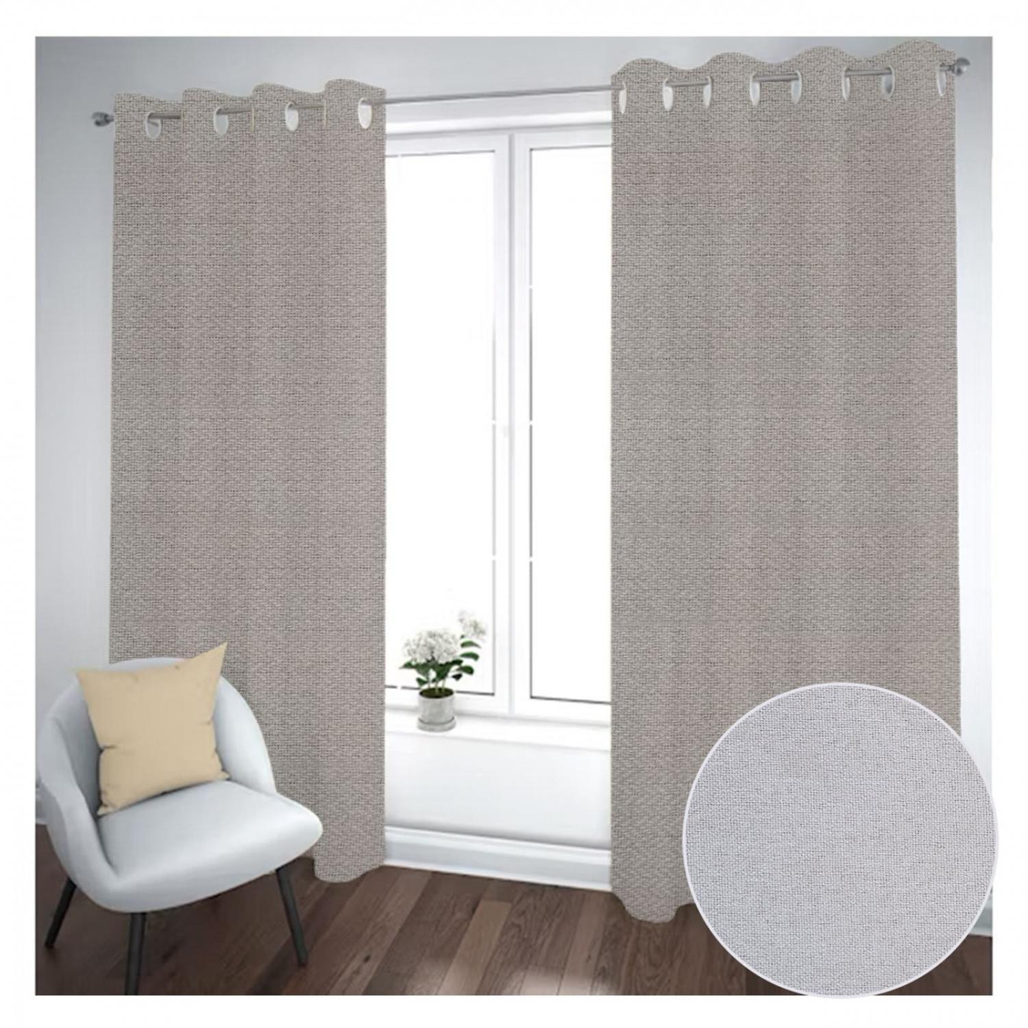 Cortina Black Out 2 Paños Decorativa Beige Textura N°4(140x230)-0