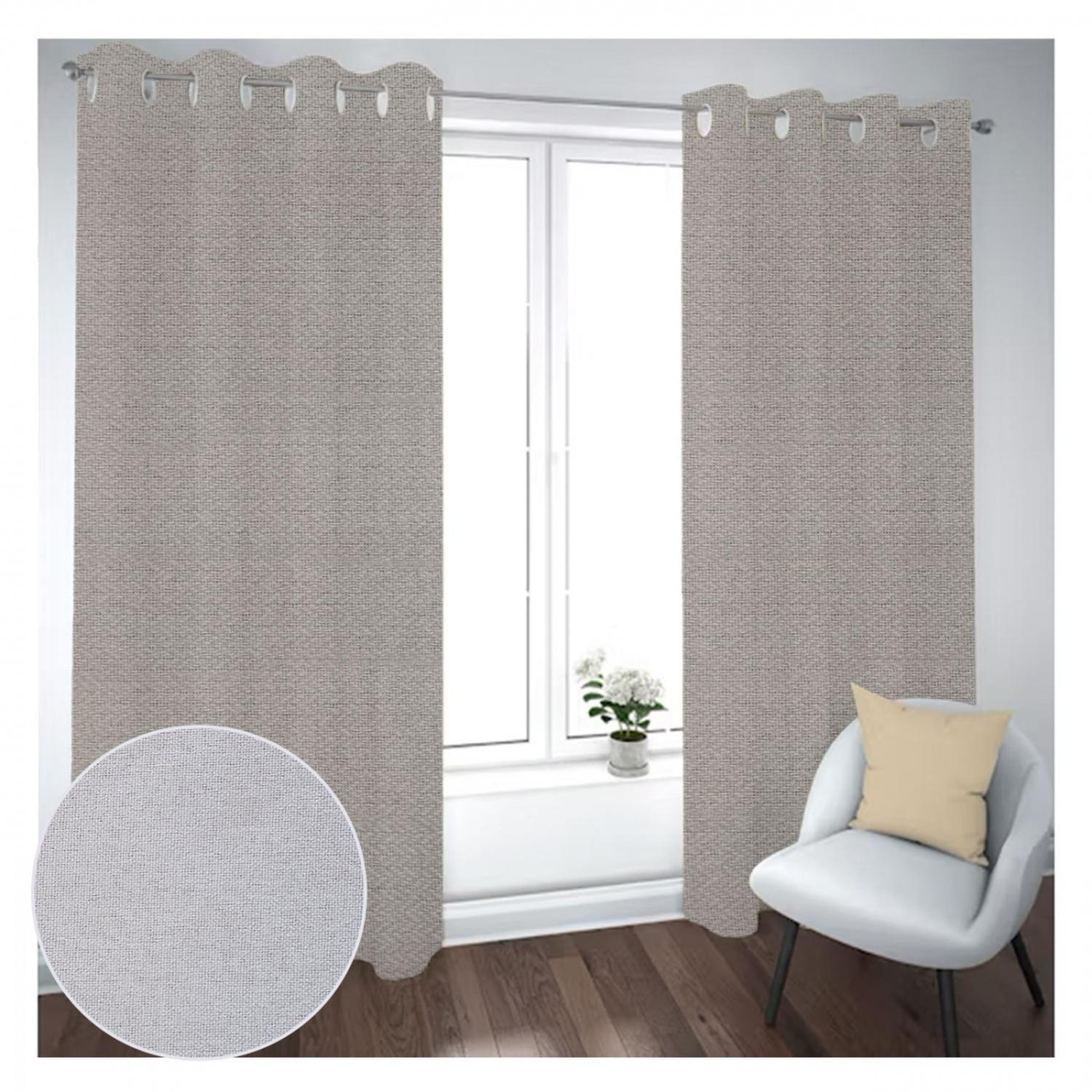 Cortina Black Out 2 Paños Decorativa Beige Textura N°4(140x230)-1