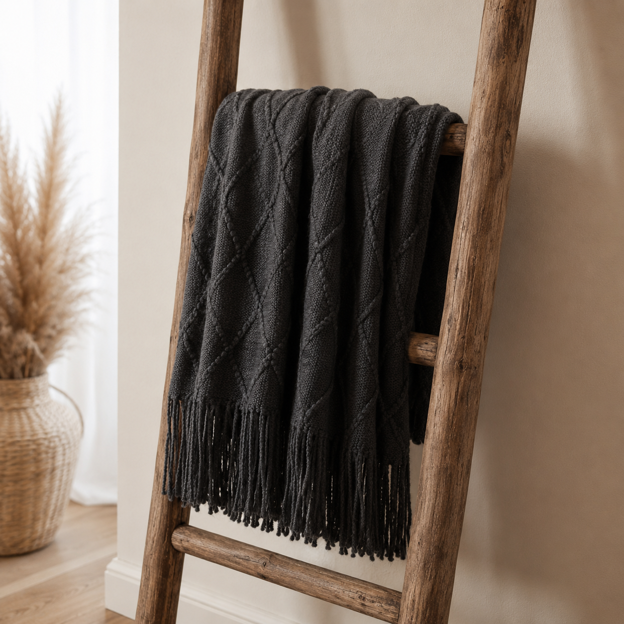Manta Gris Oscuro Liviana Decorativa Para Cama Y Sillón 012 Calidad Premium-2