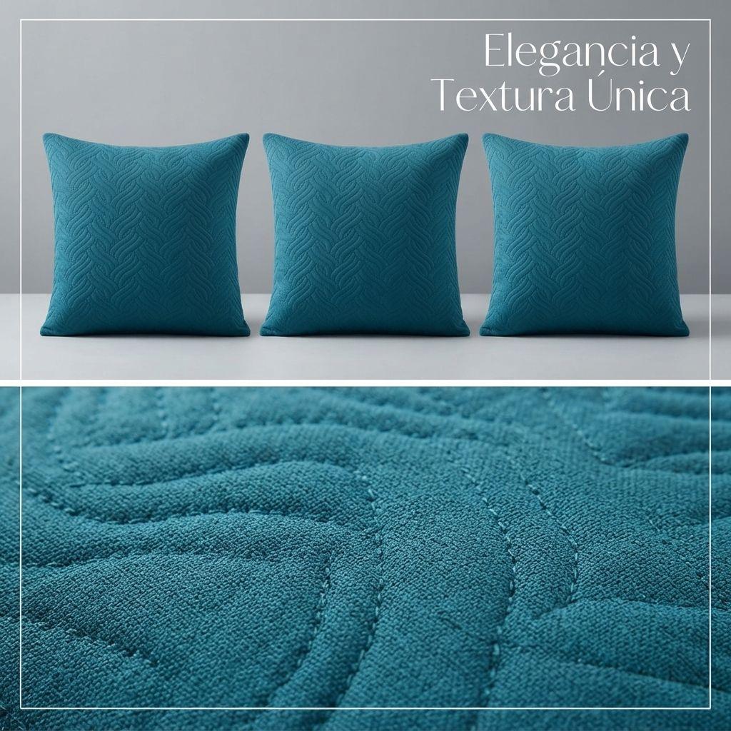 Funda Decorativa Plush Turquesa Texturizada Pack de 3 046 Calidad Premium-5
