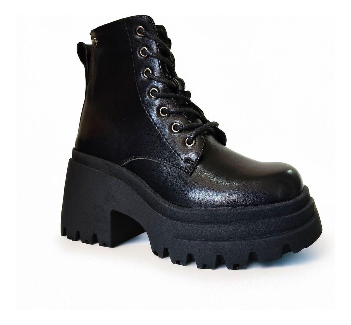 Botines Plataforma Negra | Estilo Moderno y Elegante - 7664-0
