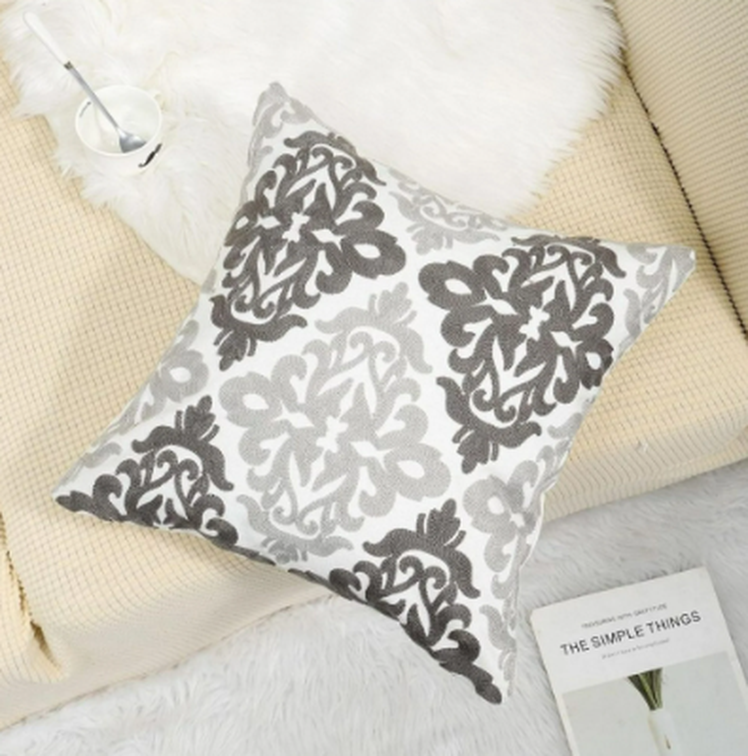 Funda De Cojin Decorativa Hermosos Bordado (45x45)-1