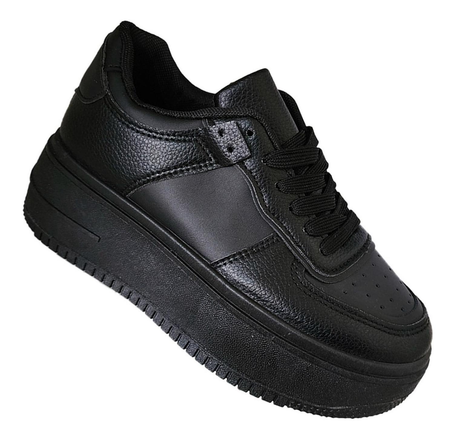 Zapatilla Mujer Con Plataforma Urbana Casual Negro - 7086-0