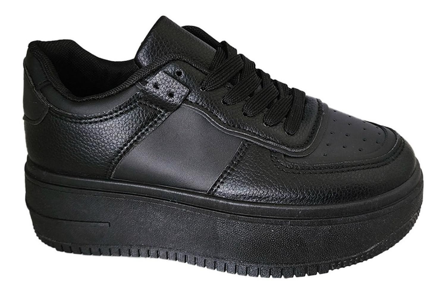Zapatilla Mujer Con Plataforma Urbana Casual Negro - 7086-1