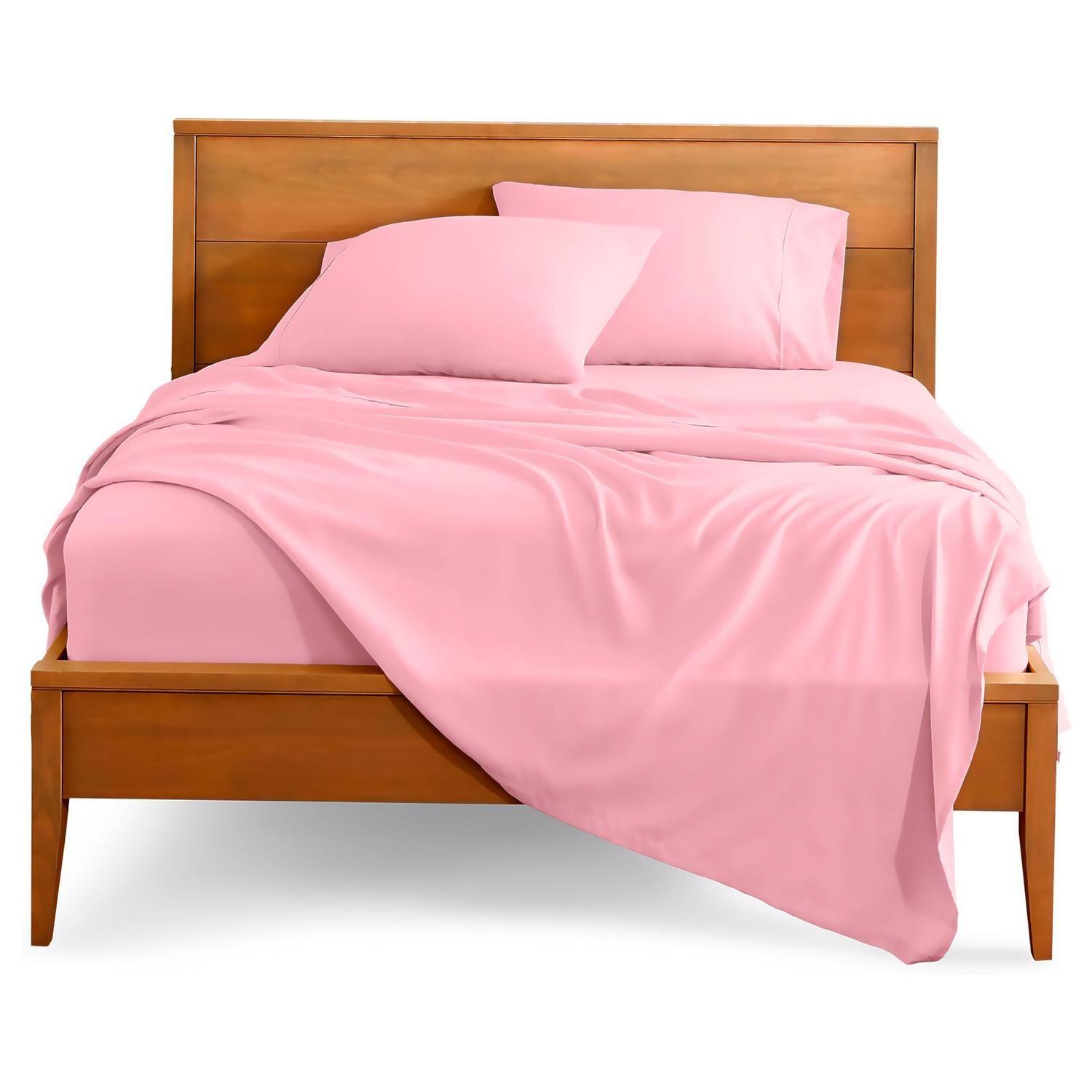 Sabanas De Algodon 800 hilos Premium 1 plaza Twin Rosa-0