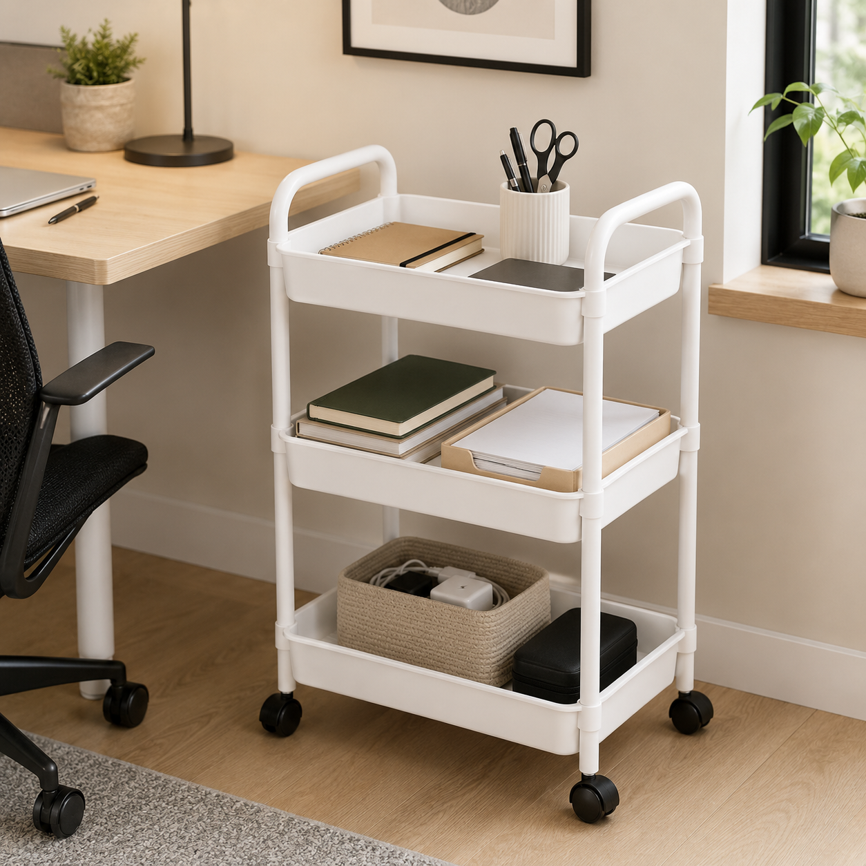 Organizador Con Rueda 3 Niveles Para Detergentes Blanco Plastico 800-3