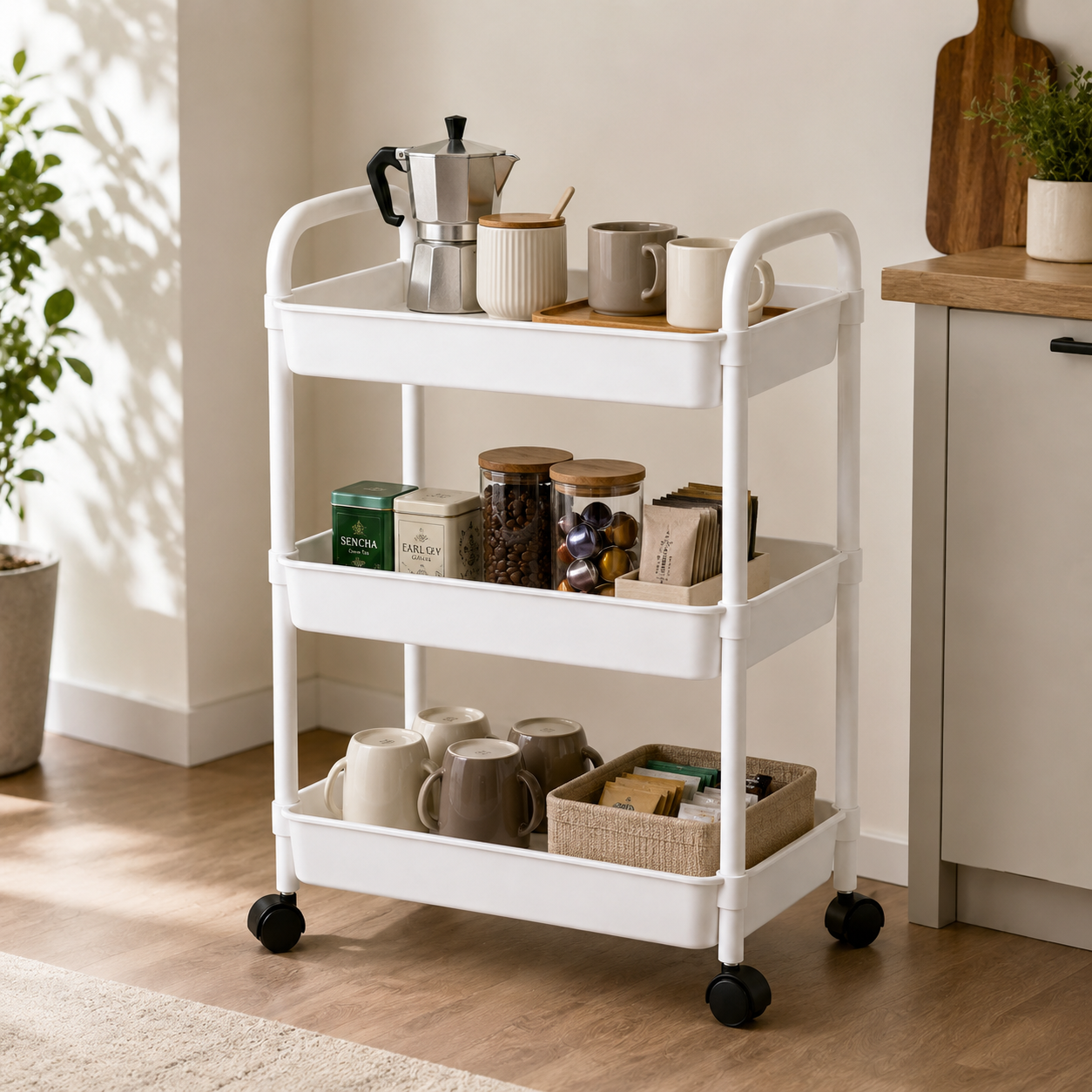 Organizador Con Rueda 3 Niveles Para Detergentes Blanco Plastico 800-4