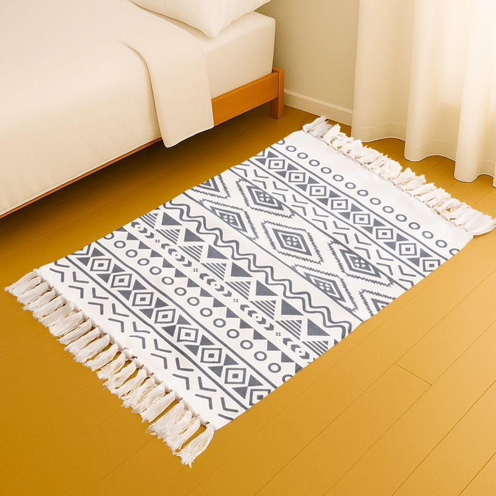 Bajada De Cama 60x90cm Lino Resistente Con Diseño Étnico 735-1
