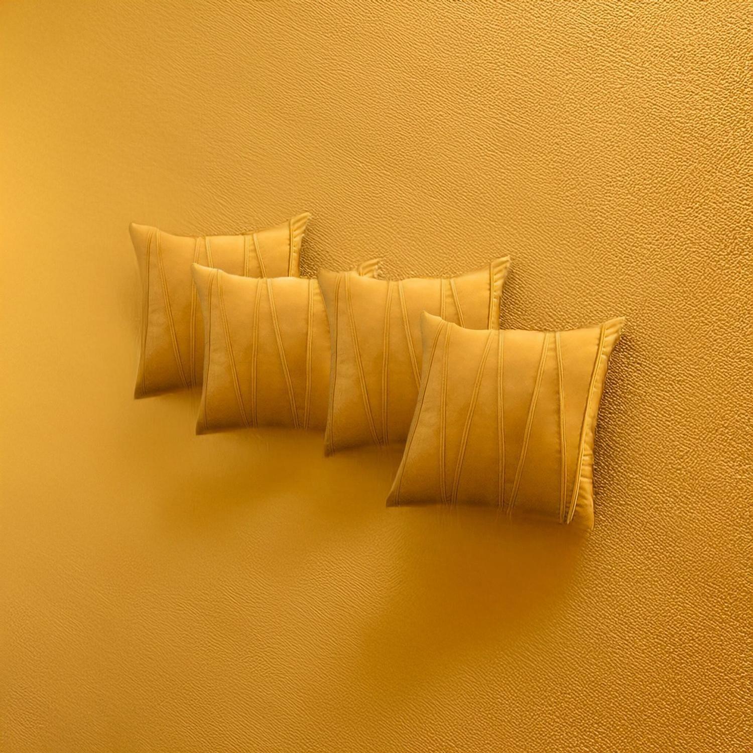 Fundas De Cojin Decorativa 45x45 Lineas Mostaza PACK 4 U-3