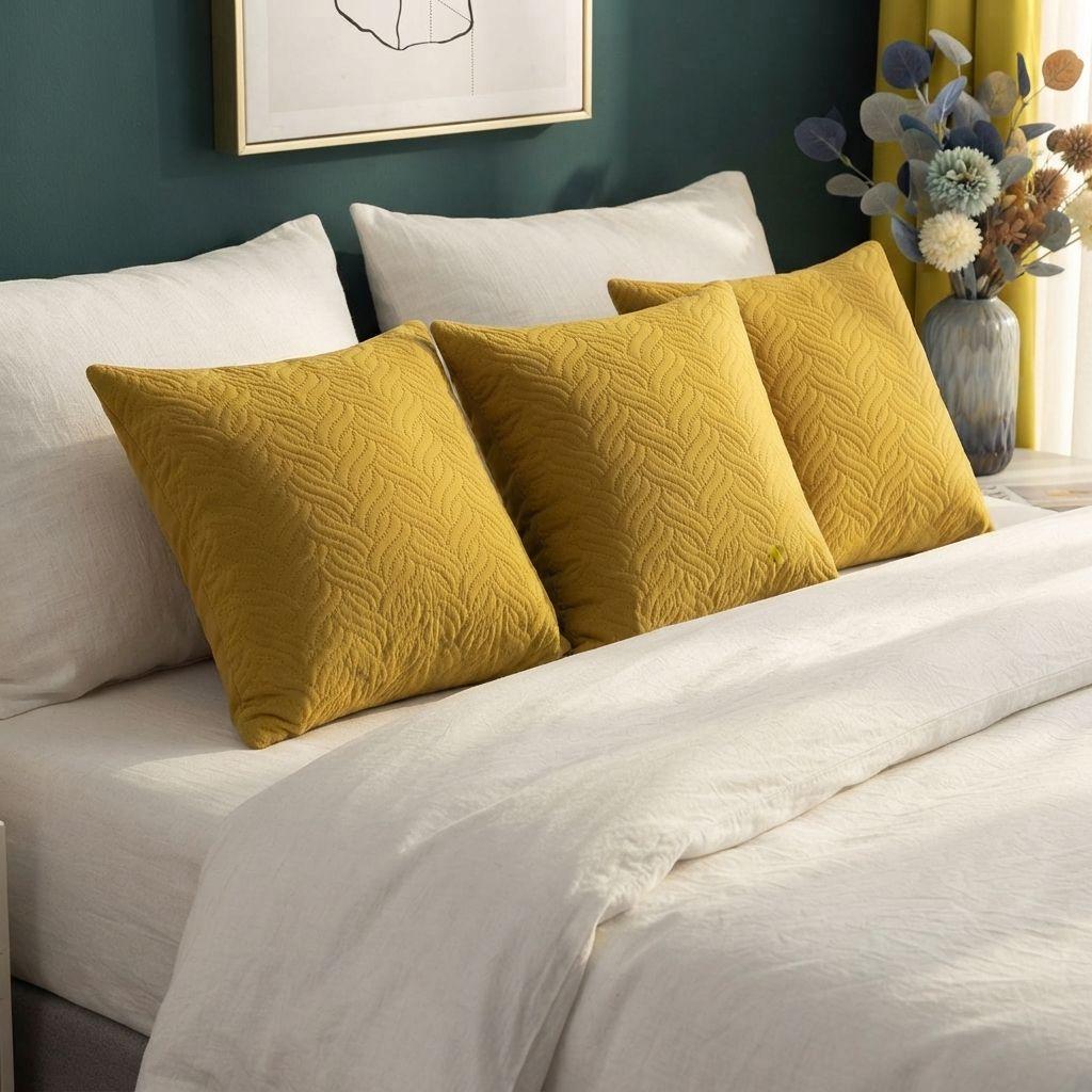 Funda Decorativa Plush Amarillo Texturizada Pack de 3 046 Elegante-5
