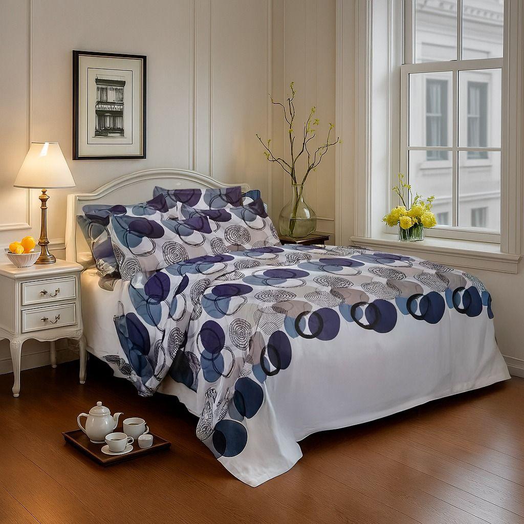 Sábana 1.5 Plazas 800 Hilos Diseño Americano Azul 801-0