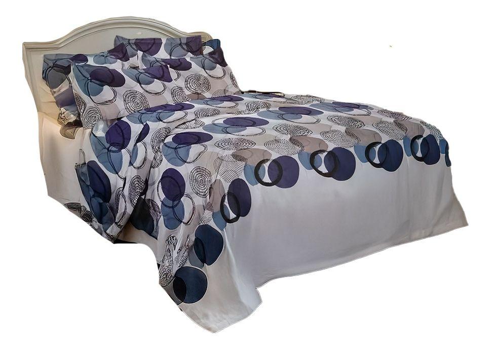 Sábana 1.5 Plazas 800 Hilos Diseño Americano Azul 801-1