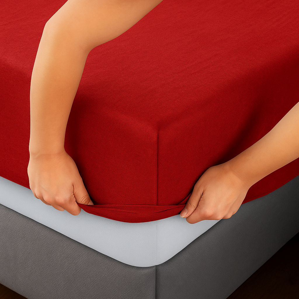 Set De Sábanas 2 Plazas Lisas 800 Hilos Confort y Calidad Rojo-2