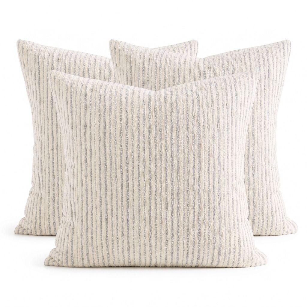 Pack 3 Fundas Cojín Chenille Líneas Gris 45x45 cm Modelo 785-7