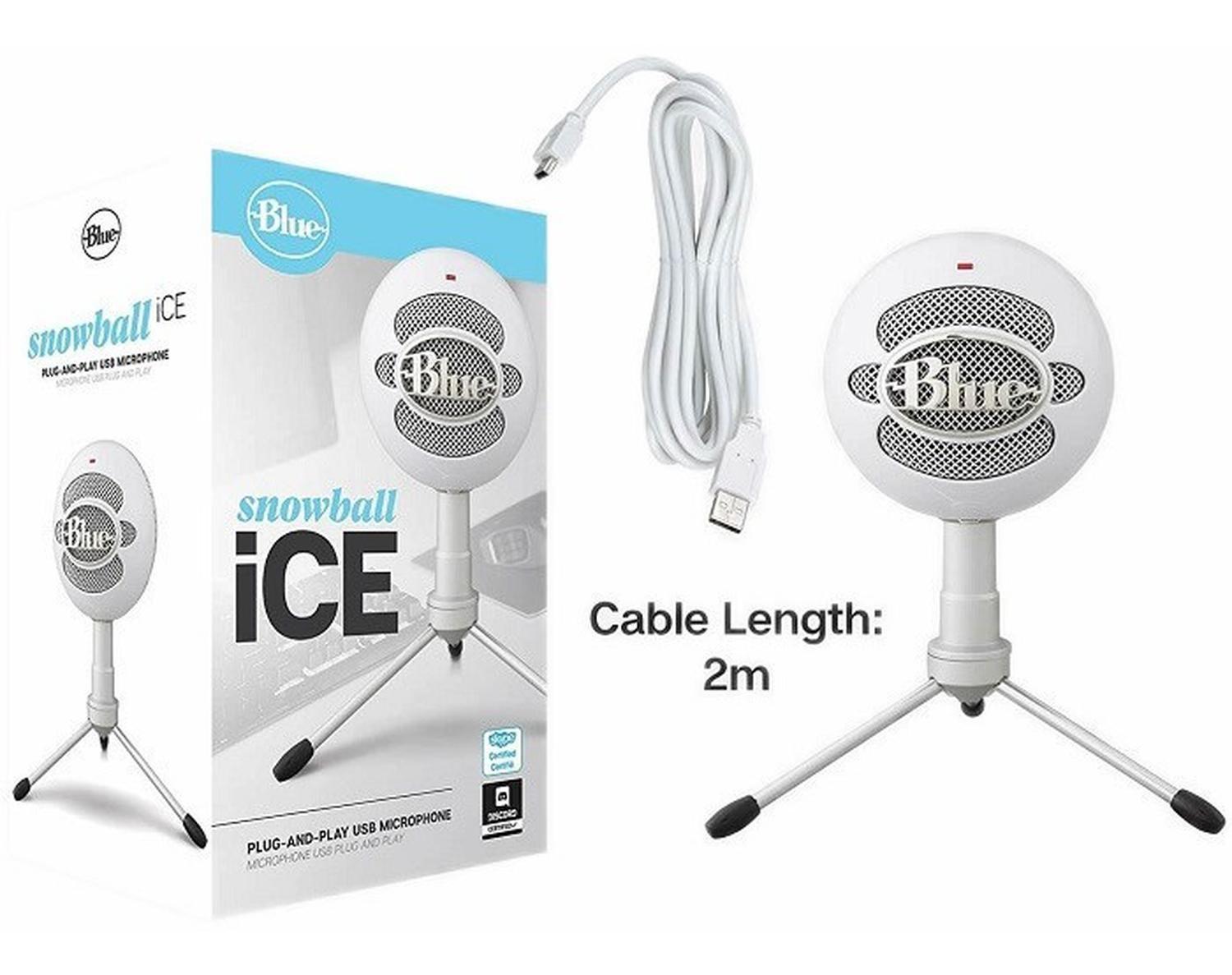 Microfono Profesional Blue Snowball Ice Blanco Logitech Flex-1