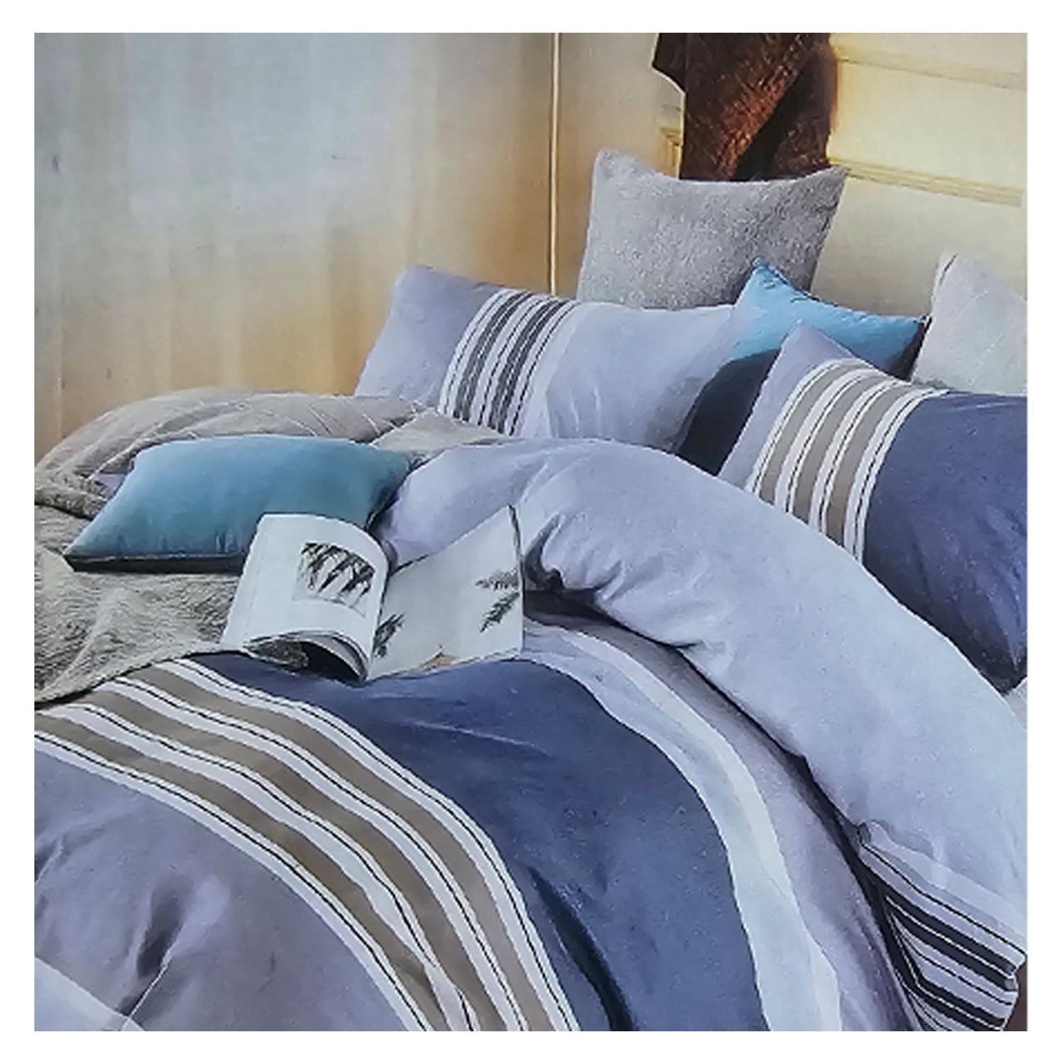 Sabana 800 Hilos 2.0 Plazas Estilo Americano Gris Lineas-0