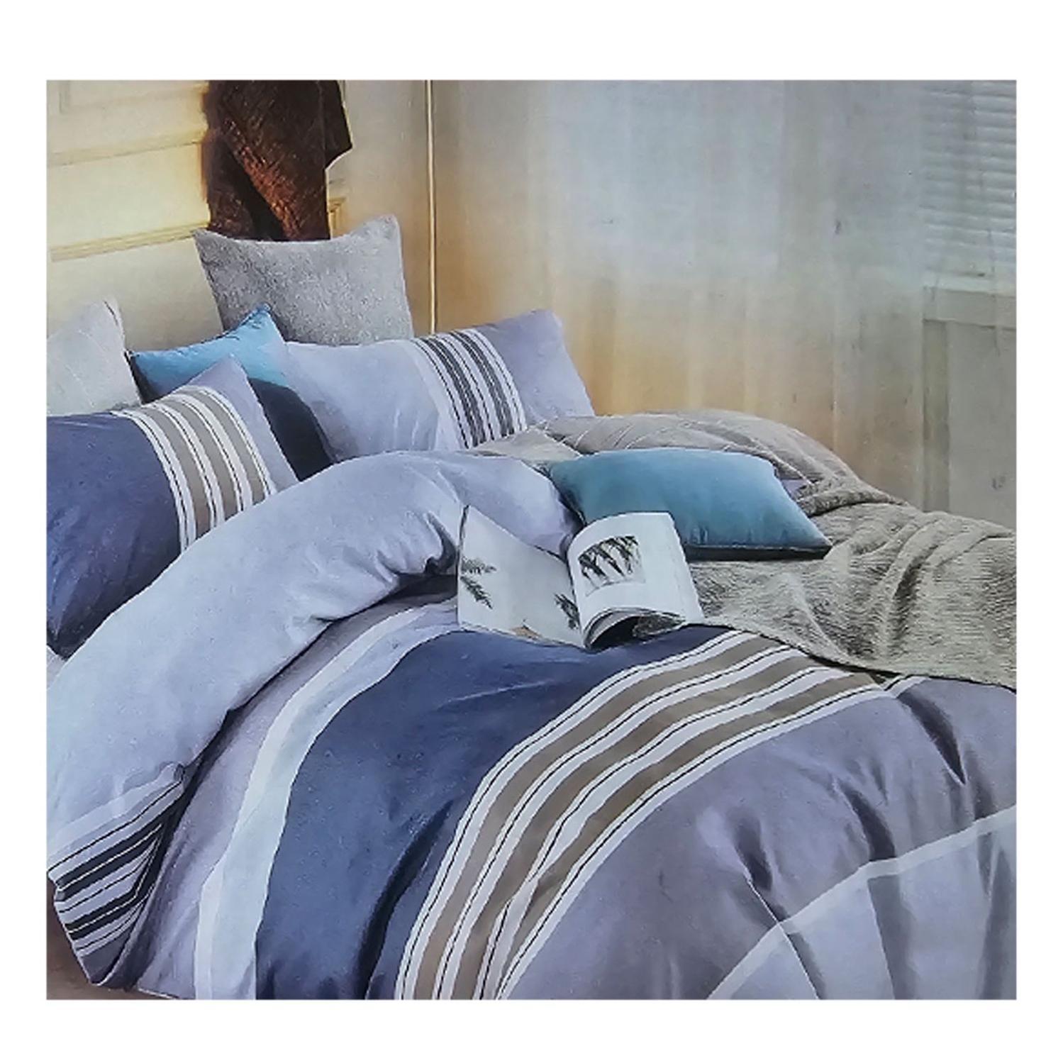 Sabana 800 Hilos 2.0 Plazas Estilo Americano Gris Lineas-1