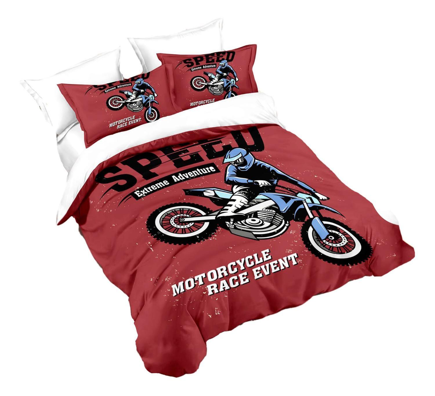 Cubrecama Quilt Verano 1.5 Plazas +funda 50x70 Motocross 605-1