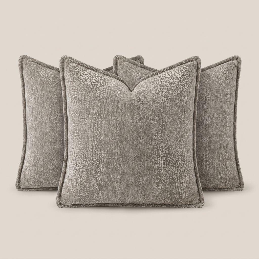 Pack 3 Fundas De Cojín Gris Borde Textura Elegante 026 -6