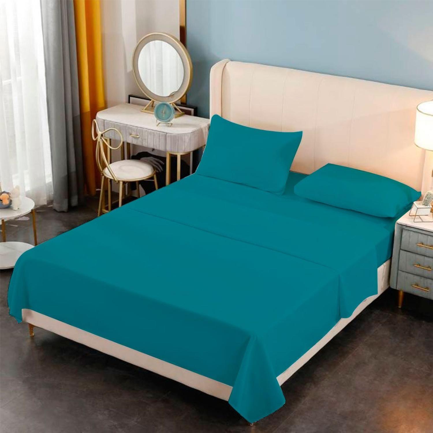 Juego Sabana Premium 188 Hilos Super King Turquesa-0