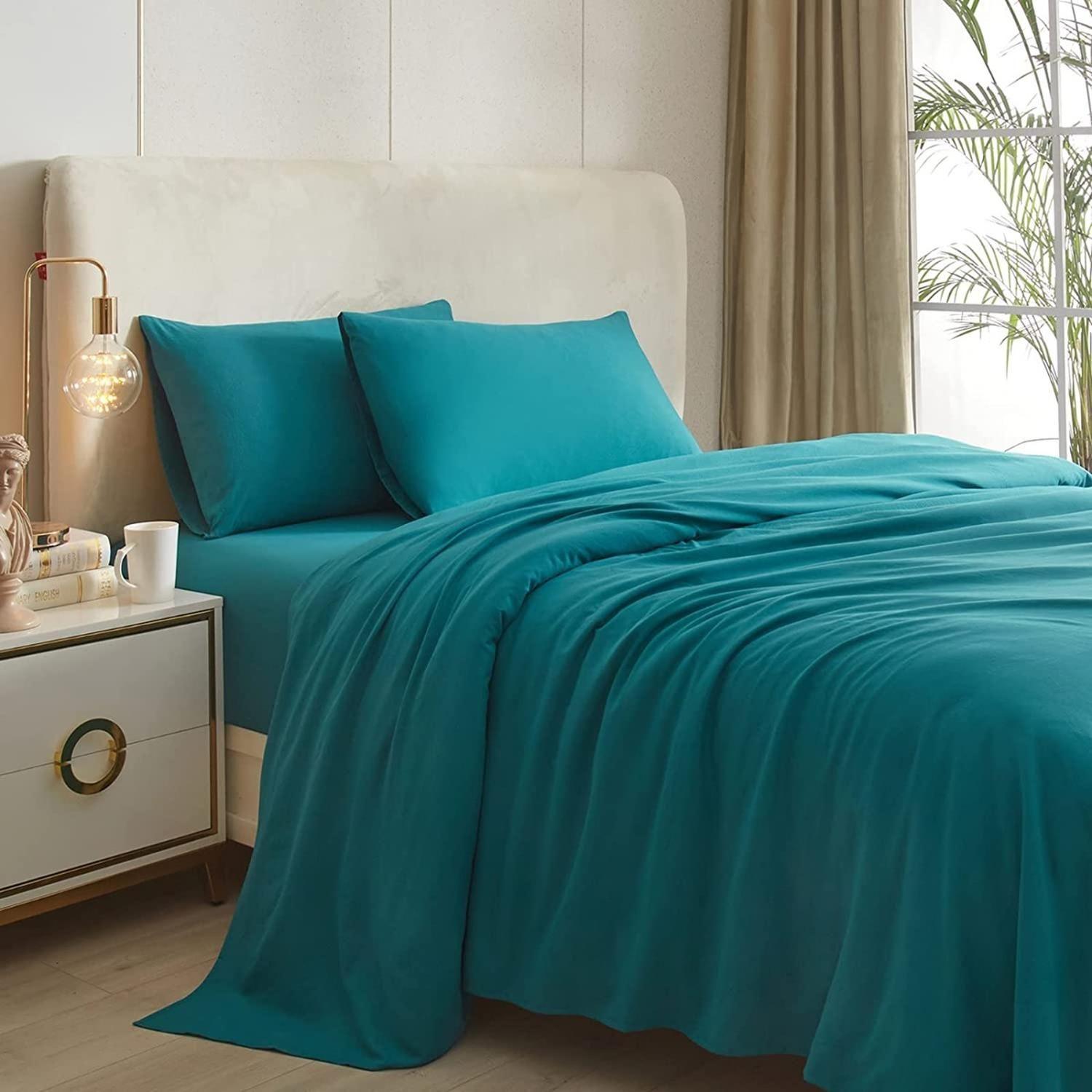 Juego Sabana Premium 188 Hilos Super King Turquesa-2